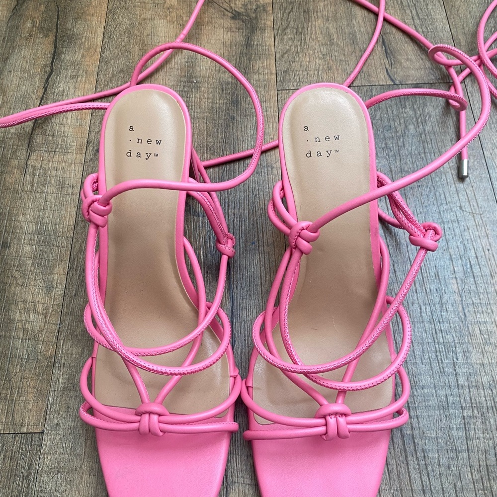 A New Day Pink Open Toe Sandals with Strappy Design
